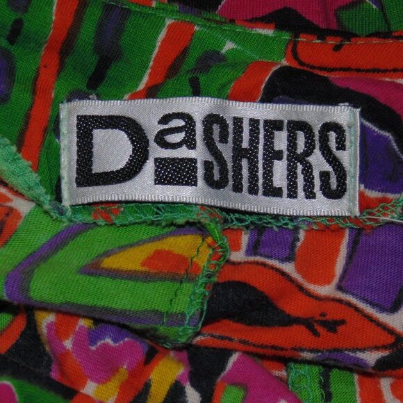 DASHERS Romper, M, Bold Print, Multicolor, VINTAGE, Shorts Sleeveless Geometric - Picture 14 of 15